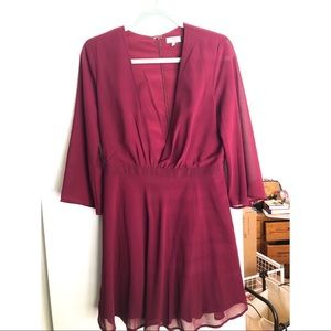 Ruby Deep V Neck TOBI Long Sleeve Mini Dress